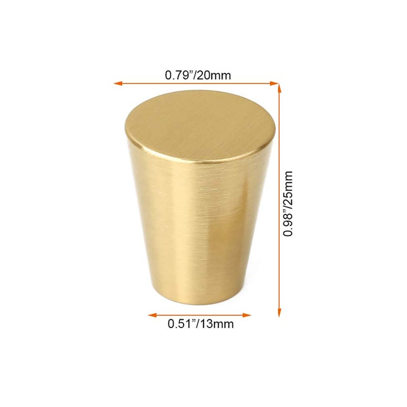 Tiazza 4Pcs Mid-Century Modern Style Premium Copper Solid Cabinet Knobs Handle Cone Shoe Book Drawer Knob Cylinder Handle (Gold) - Image 3